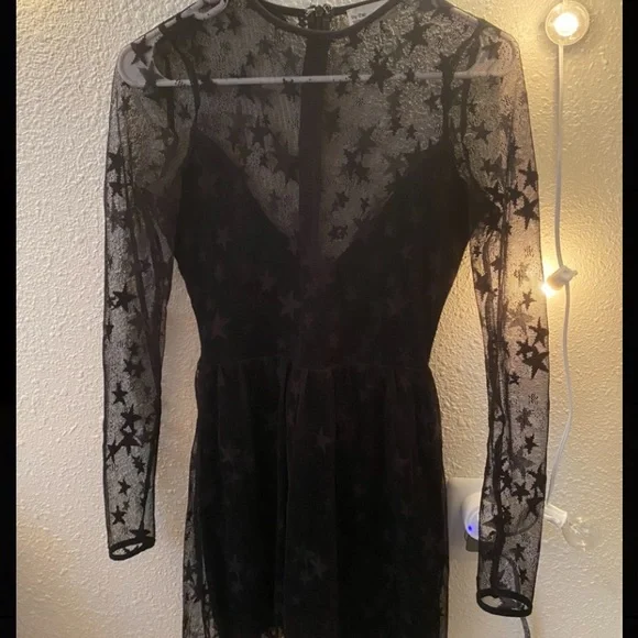 REVOLVE Black sheer star dress. Size XS